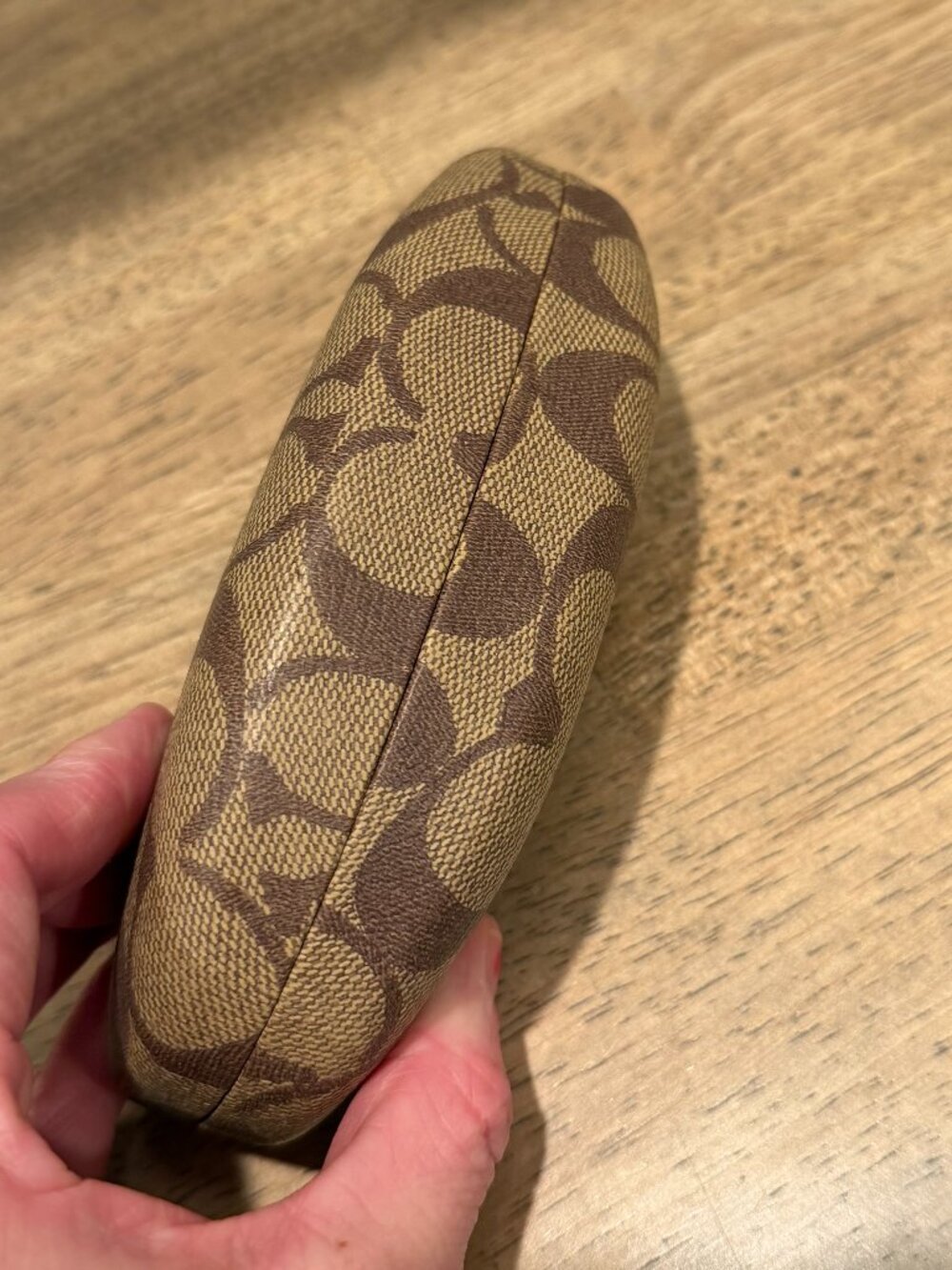 Coach Brown Tan Hard Eyeglasses Case with Cleaning Cloth - Picture 2 of 5